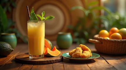 Refreshing es teler drink served in a traditional warung in Indonesia