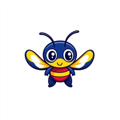 Cute cartoon bee, isolated on white background, for children's book or app