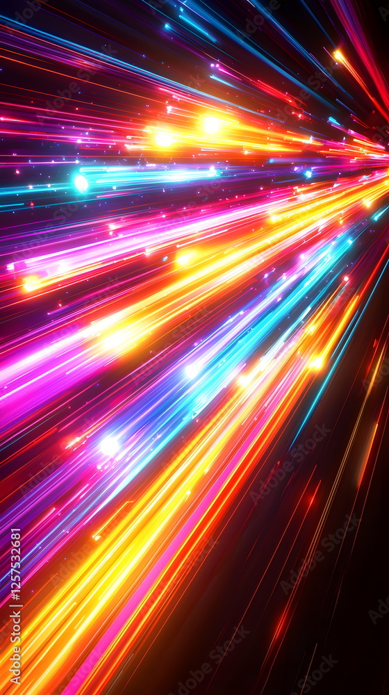Aufkleber bright colorful light streaks creating dynamic motion effect on dark background showcasing vibrant e