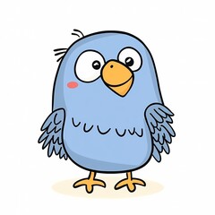 Blue Eagle Cute Blue Eagle Cartoon Doodle Icon on a White Background






