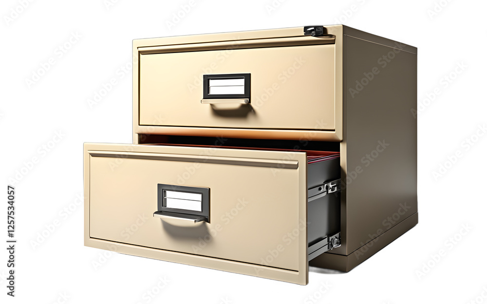 Poster A desktop filing cabinet with two drawers, isolated on a empty plain background