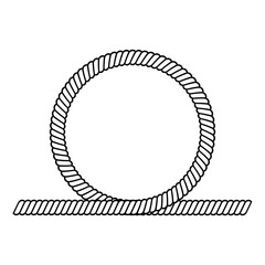 Black line drawing rope circle with straight rope line underneath