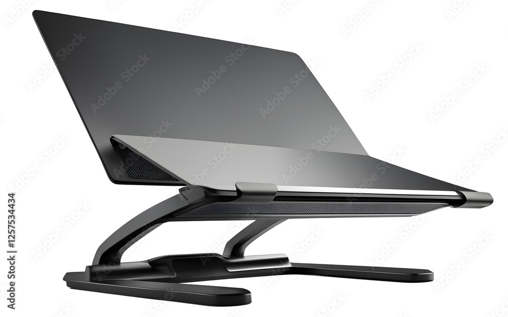 Aufkleber a laptop stand for an ergonomic desk setup, isolated on a empty plain background