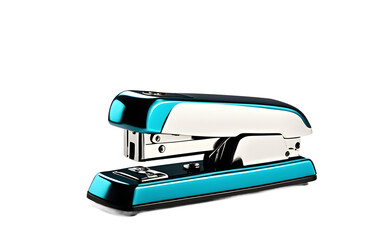 A metal stapler with a smooth design, isolated on a empty plain background