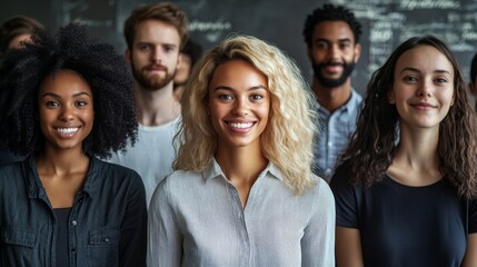 Fototapeta premium Diverse Young Adults Smiling Teamwork Collaboration Portrait