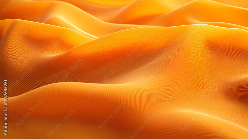 Aufkleber smooth orange fabric draping elegantly with soft folds illuminated by gentle light creating a warm a