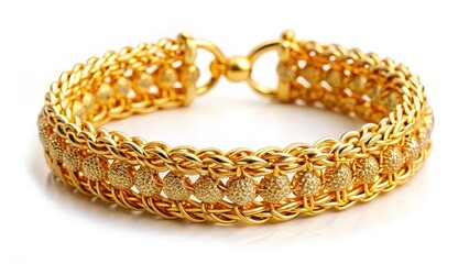 Obraz premium Gold Bracelet on White Background