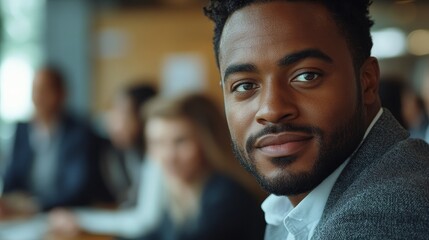 Fototapeta premium Confident Black Businessman Portrait Office Meeting