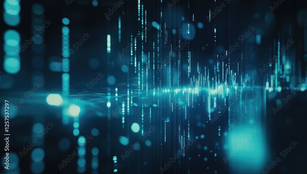 Poster abstract digital data flow in dark space