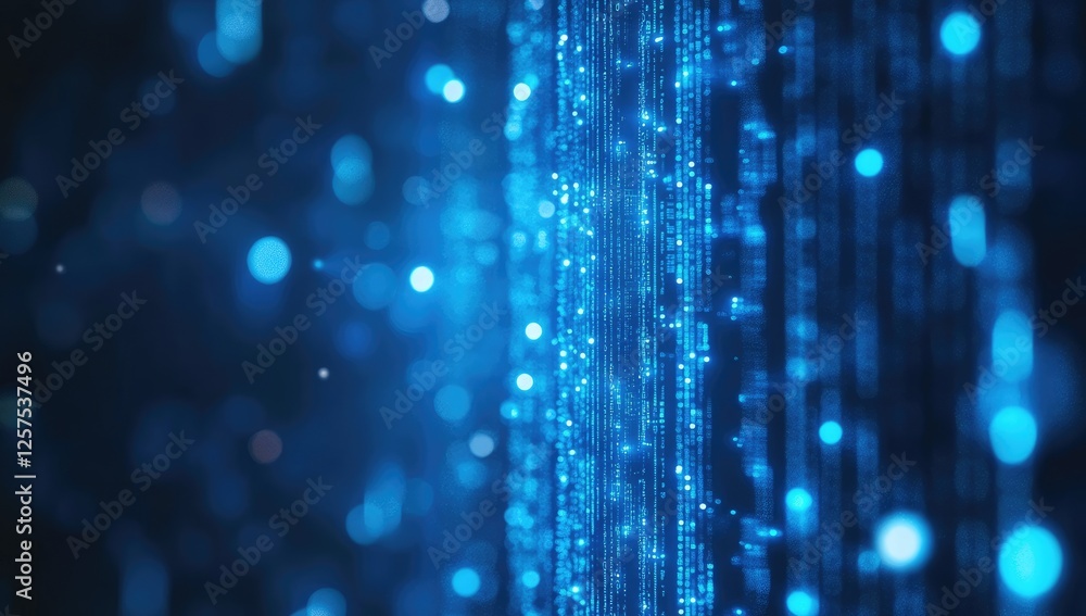 Poster abstract digital data stream cascading, blurred background