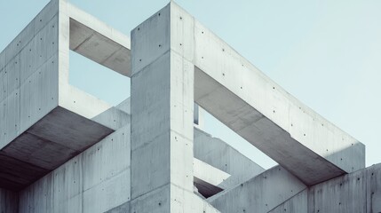 industrial construction progress, concrete structural elements, building development photography, raw architectural framework, modern building process, exposed concrete skeleton, geometric structural