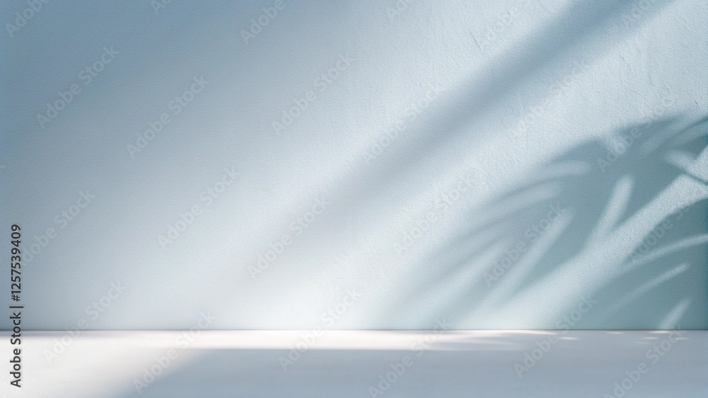 Aufkleber minimalistic simple background for product presentation. shadow from tropical foliage and light on b