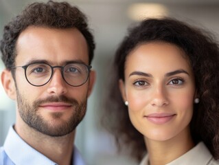 Fototapeta premium two business people smiling at the camera
