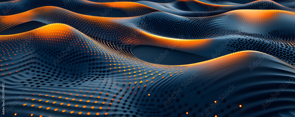 Poster abstract 3d rendering of a dynamic waveform with illuminated nodes