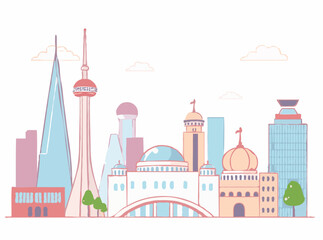 Sleek and Stylish: Modern Art Landmarks Vector Illustrations