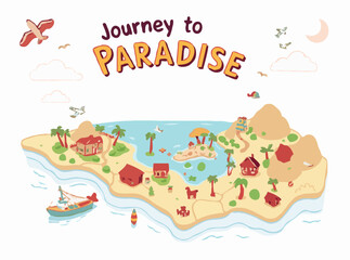 Journey to Paradise: Vector Map Highlighting Adventure Destinations