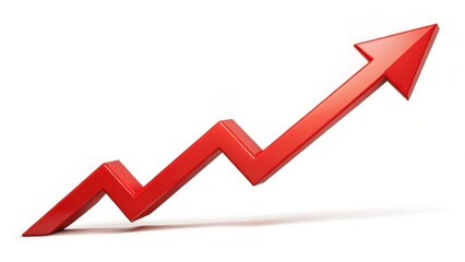 Red Ascending Arrow on White Background