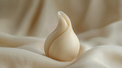 Elegant cream vase on soft fabric background