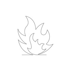 Continuous line drawing of fire on white background.