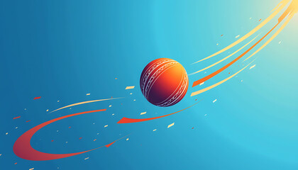 Cricket ball in motion against a blue background