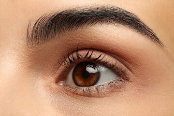 Closeup view of woman with brown eyes