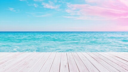 Fototapeta premium Tropical beach ocean wooden deck summer vacation