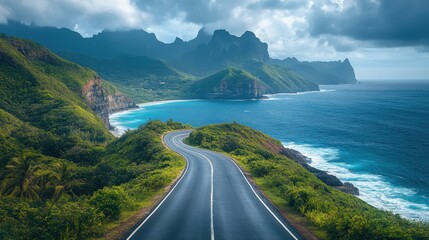 Dramatic highway curves along cliffs with stunning ocean views in daylight