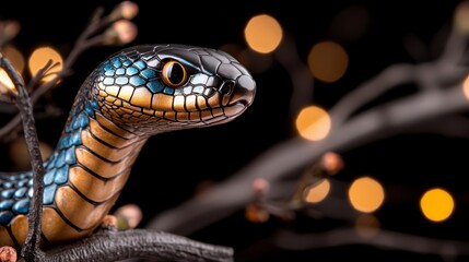 Fototapeta premium A close up of a snake on a tree branch