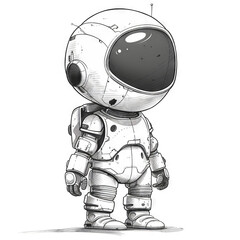 Adorable Little Astronaut: A Sketch of a Futuristic Space Explorer