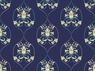 Seamless pattern in modern damask style for fabric, tapestry, wallpaper, wrapping paper.