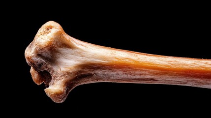 Naklejka premium Detailed Close-Up of a Animal Bone on Black Background