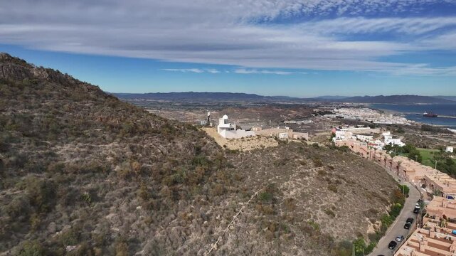 Faro de Moj&aacute;car en el Cerro del Moro Manco de Almeria, Andalucia, Espa&ntilde;a