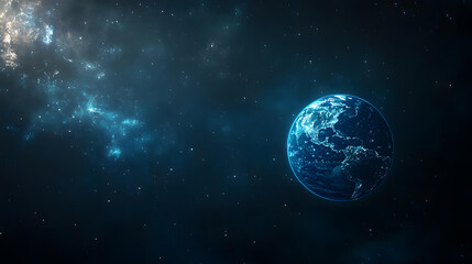Obraz premium Stunning View of Earth from Space Surrounded by Glowing Nebula and Distant Stars