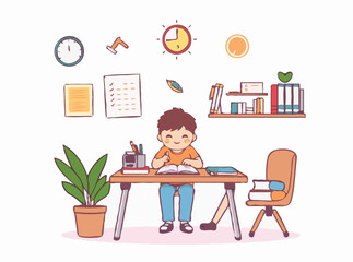 Organized Study Habits: Creative Vector Illustrations
