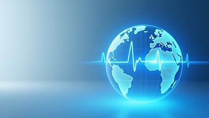 Fototapeta premium 3D Holographic Globe with Heartbeat Line Symbolizing Global Healthcare for National Doctors' Day