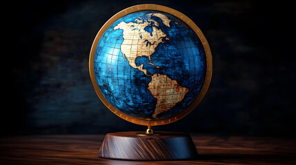 A Beautifully Crafted Antique Globe on a Rich Wooden Surface