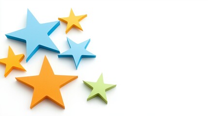 Obraz premium A group of colorful stars on a white surface