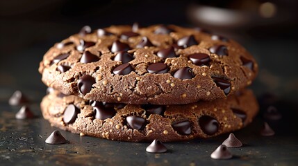 Fototapeta premium Rich chocolate chip cookies HD 8K wallpaper Photographic Image