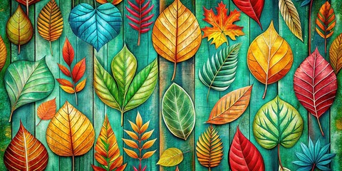 Rustic Hand-Painted Leaf Double Exposure Wall Art - Nature Inspired Design