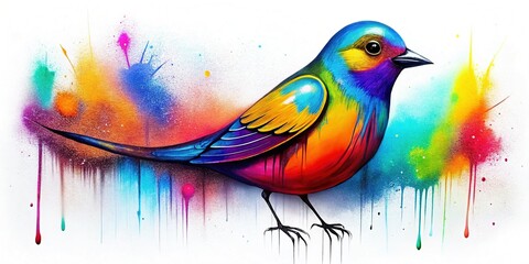 Vibrant Bird Graffiti Art Spray Paint Background - Colorful Urban Street Style