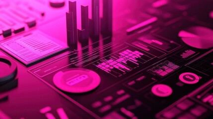 Data analysis dashboard, financial growth charts, dark background, business report