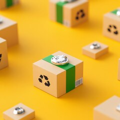 Fototapeta premium Sustainable packaging automation using renewable energy and eco-friendly materials