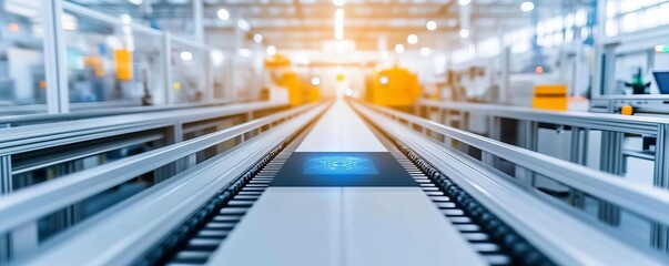 Obraz premium Ultra-modern packaging line featuring AI-assisted defect detection and quality control