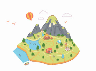 Discover Hidden Gems: Detailed Travel Map Vector