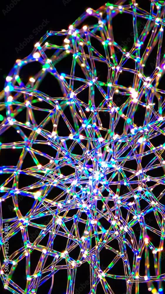 Poster an ethereal shot where interconnected neon strands flicker with pulsating sparks of electricity, set