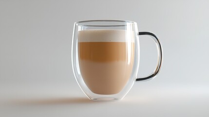 Mocha mousse coffee cappuccino with whipped milk cap isolated on white background