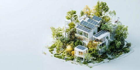 Model of a Small Town Showcasing Solar Panels and Green Electricity Solutions for Sustainability