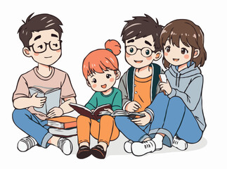 Diverse Students Studying Together Graphic