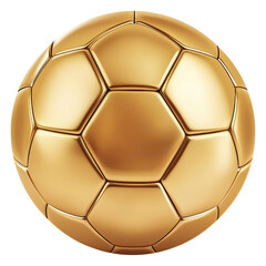 A gold soccer ball with a shiny surface