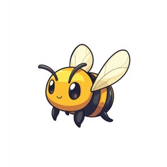 Cute cartoon bee flying, isolated, for children's book illustration or educational material